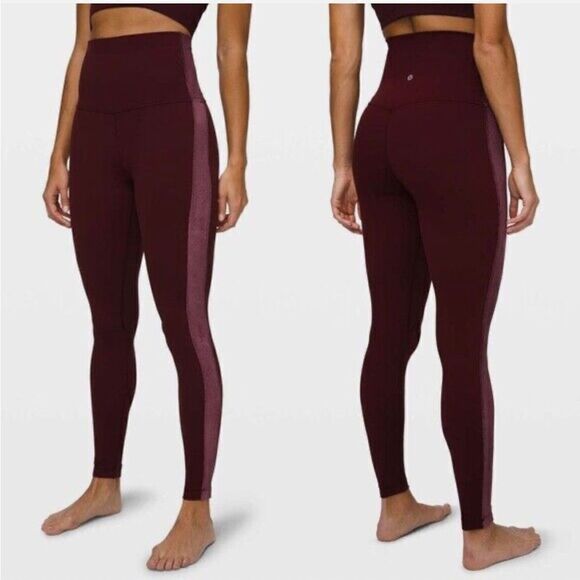 Lululemon Align,Super High Rise Legging, Velvet Side, Sz 6,Maroon - Picture 1 of 3